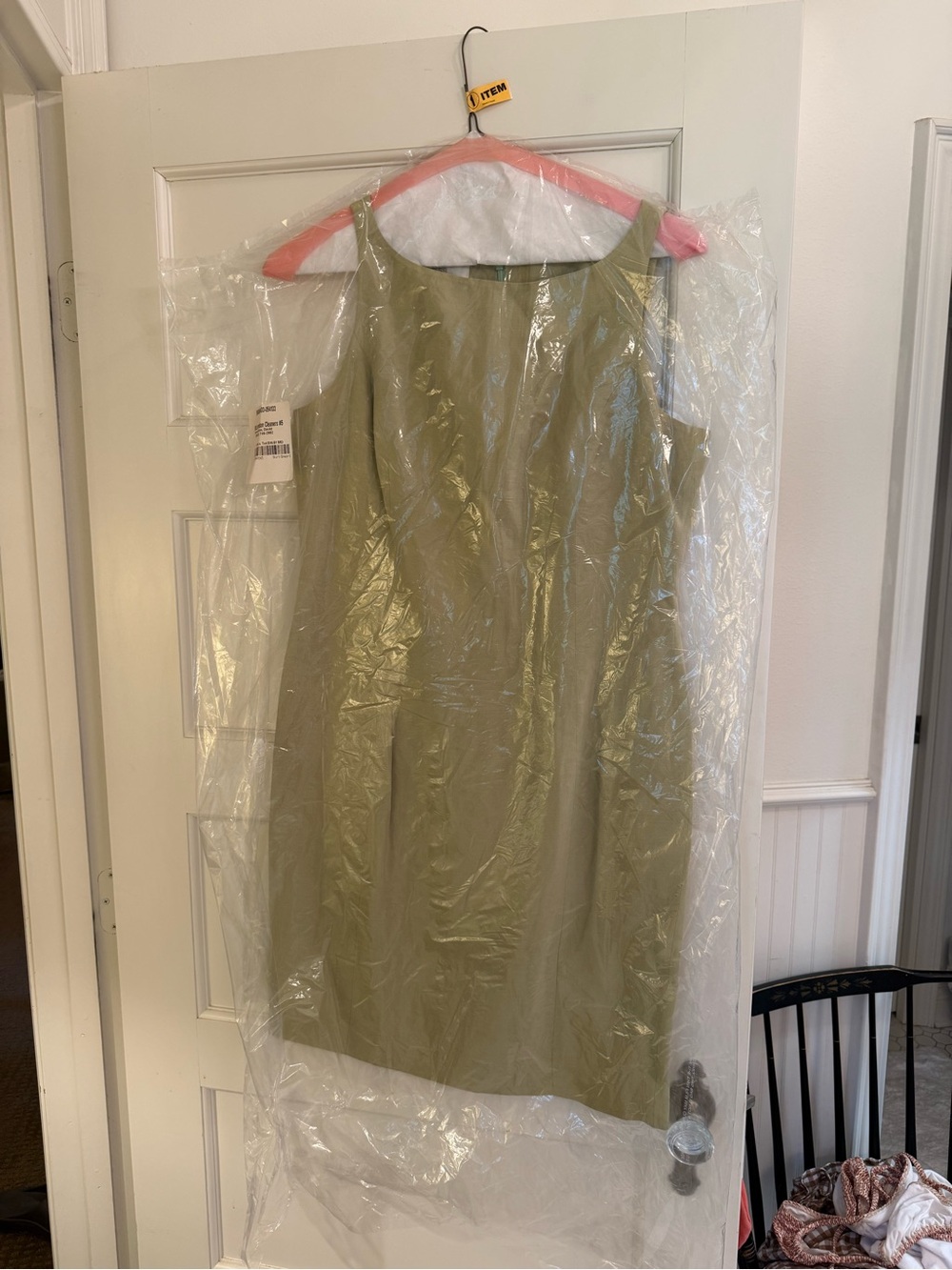 Vintage Jones New York Light Green Silk and Linen Dress